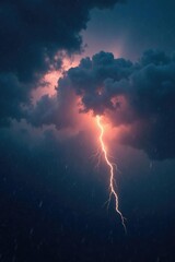 Fototapeta premium Light source in the dark, amidst rain and thunderstorm, cloud, source, isolated