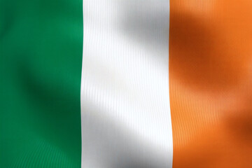 Irish Flag Displaying Eire Colors with the Texture of the Flag on a Simple Background