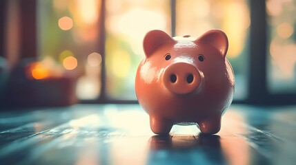 Piggy bank with dollar coins, symbolizing wealth management, cash savings, and financial responsibility, a great asset for banking promotions, storybook illustration