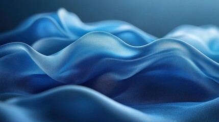 Obraz premium Abstract Blue Silk Waves: A Serene Study in Texture and Light