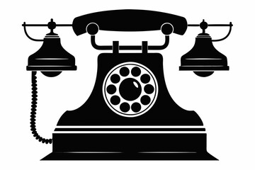 old telephone line art silhouette vector illustration