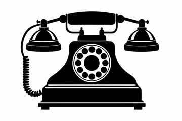 old telephone line art silhouette vector illustration