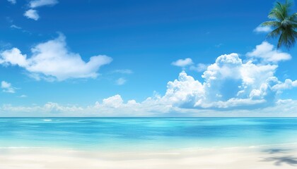 Obraz premium Beautiful tropical beach with clear water and bright blue sky