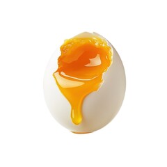Chicken egg broken in half, follows yolk and protein on a white, isolated.