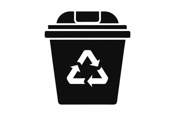 recycle bin icon line art silhouette vector illustration