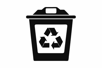 recycle bin icon line art silhouette vector illustration