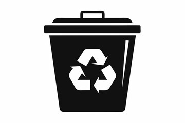 recycle bin icon line art silhouette vector illustration