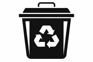 recycle bin icon line art silhouette vector illustration