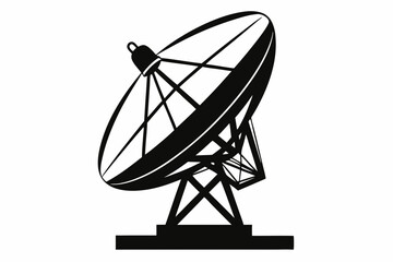 satellite dish line art silhouette vector illustration