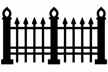 set of fence line art silhouette vector illustration