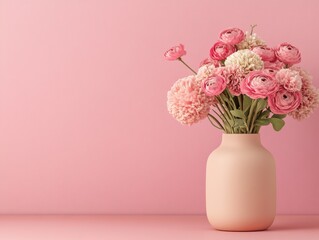 Obraz premium Beautiful arrangement of pink flowers in vase.