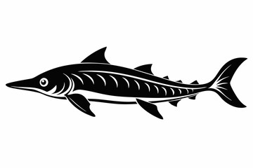 sturgeon freshwater fish line art silhouette vector illustration