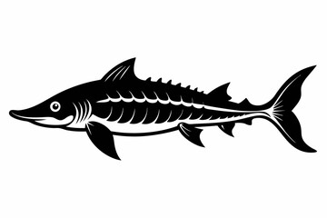 Fototapeta premium sturgeon freshwater fish line art silhouette vector illustration