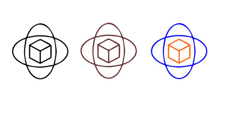 Fototapeta premium Metaverse, Virtual and Augmented reality tech icon set. User Engagement with VR and AR Environments, Vector outline thin line illustrations for Digital Reality and Immersive Technology