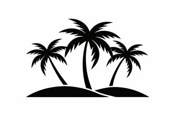 three pam trees haddraw logo line art silhouette vector illustration