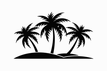 Fototapeta premium three pam trees haddraw logo line art silhouette vector illustration