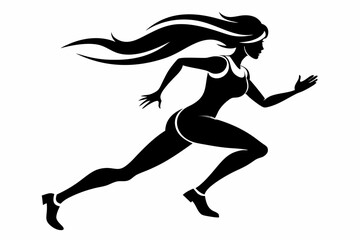 woman run line art silhouette vector illustration