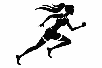 woman run line art silhouette vector illustration