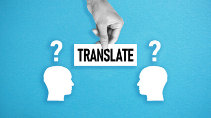 Translate word is shown using the text. Translator of foreign languages or online translator