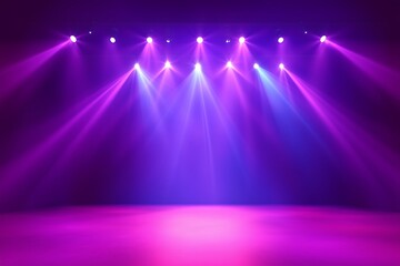 Illuminated stage showcase with lights, vector background