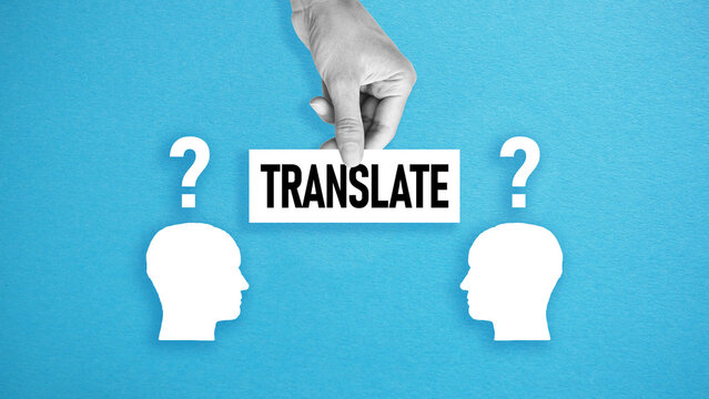 Translate word is shown using the text. Translator of foreign languages or online translator