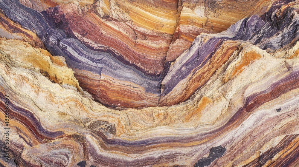 Poster colorful sandstone rock formation with layered texture and abstract patterns.