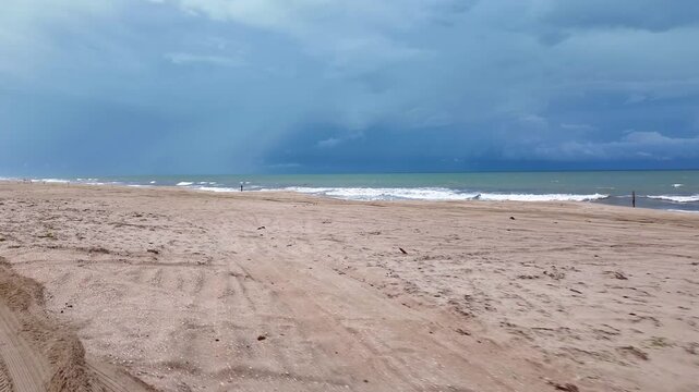 Buggy tour on the Avenida Beira Mar beach road at Jericoacoara in Brazil. Dunes of Ceara