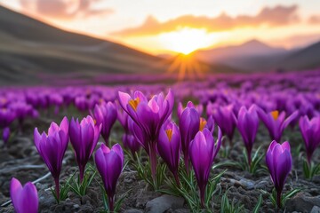 Obraz premium close-up purple flowers growing field