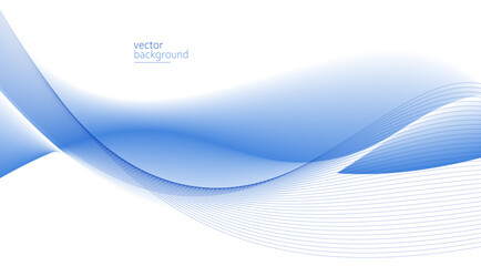 Flowing blue curve shape with soft gradient vector abstract background, relaxing and tranquil art, can illustrate health medical or sound of music.