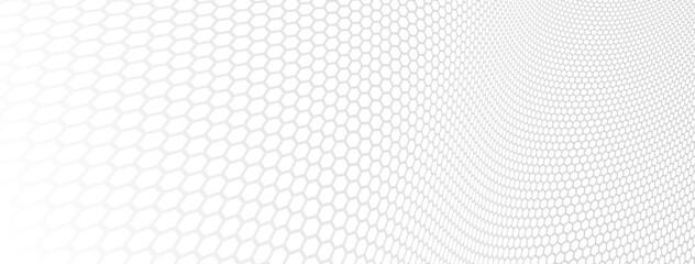Network concept hexagonal pattern in 3D dimensional perspective, abstract background of future technology, science dynamic backdrop.