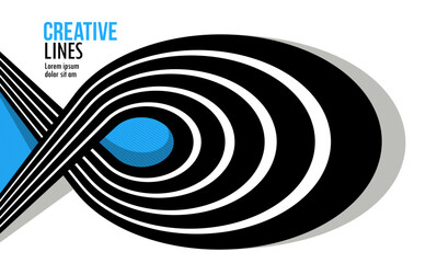 3D lines in motion vector abstract background, creative and dimensional curved stripes dynamic composition, motion and technology.