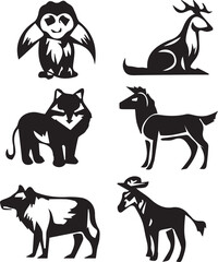 Wildlife animals vector set in natural habitat lion, tiger, elephant, zebra, giraffe, deer, bear, wolf, fox, monkey, leopard, eagle, owl, rhino, nature, safari, jungle, forest, exotic vector design 