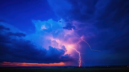 Fototapeta premium Dramatic storm clouds with lightning