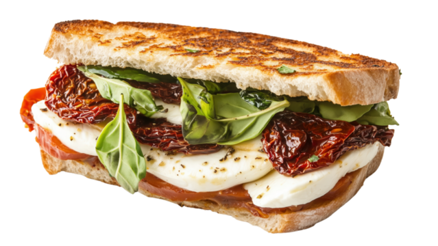 A fresh mozzarella and sundried tomato panini