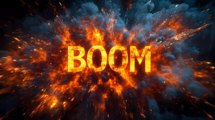 Pop art boom with abstract explosion, creative typography, and motion blur effect, great for eye-catching digital content and entertainment, comic illustration style