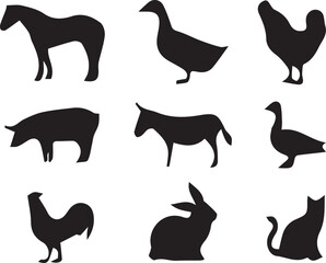 Wildlife animals vector set in natural habitat lion, tiger, elephant, zebra, giraffe, deer, bear, wolf, fox, monkey, leopard, eagle, owl, rhino, nature, safari, jungle, forest, exotic vector design