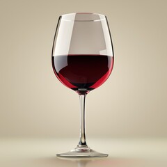 Elegant wine glass filled with red wine and realistic reflections