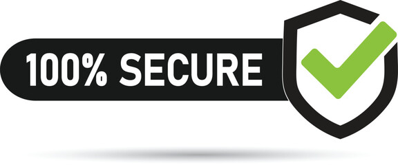 100 secure website guarantee icon. Badge for commerce website.