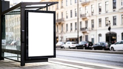 Blank bus stop mockup advertising billboard urban city street advertisement public transport shelter