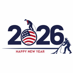 Modern 2026 New Year Typography with Flag
