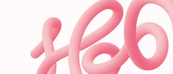 Abstract fluid swirling 3d pink shape, linear fluid spirals banner template, vector illustration.