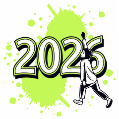 Energetic and Vibrant 2026 Paint Splash Design
