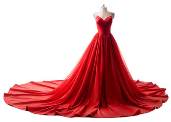 Obraz premium red dress with long train clipart image on transparent background