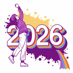 Bright and Playful 2026 Typography Vector
