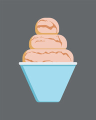 Cream ice cream in a paper cup - a laconic vector