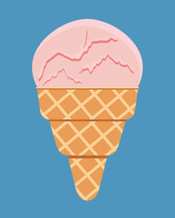 Waffle ice cream in a glass - vector illustration