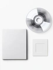 Arrangement of Media Storage Items on White Background for Archival Concepts