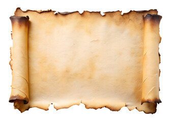a scroll of paper with burnt edges clipart image on transparent background