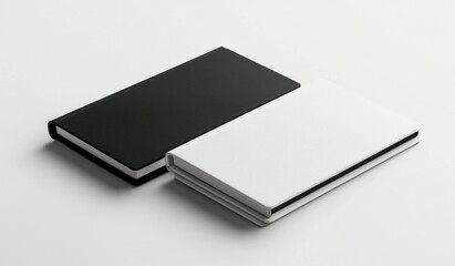 Two Minimalist Notebooks in Black and White on a Clean Background