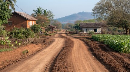 Indian village road side houses. Indian farmer house. rural side villages. 